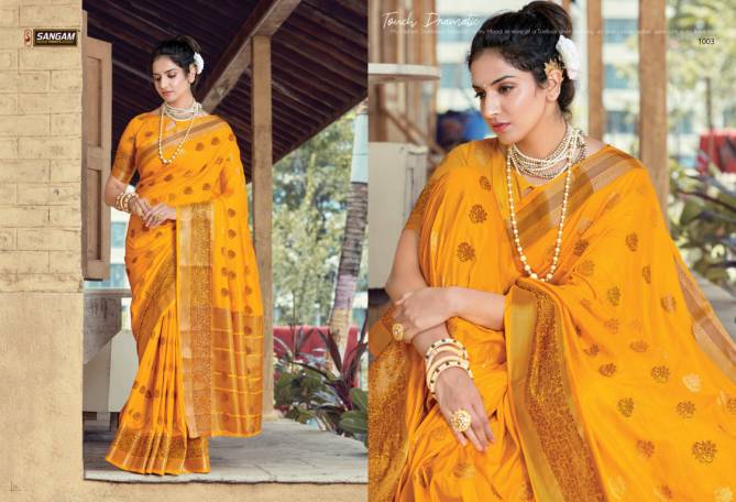 Sangam Indrani Silk Designer Fancy Latest Festive Wear Soft Silk Saree Collection